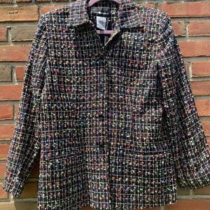 Sag Harbor Multicolor Padded Shoulder Blazer Sz 12